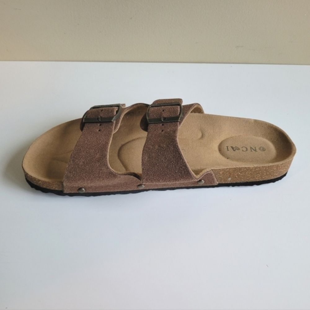 Oncai Flat Slide Sandals Brown Tan Womens 10 - Picture 3 of 8
